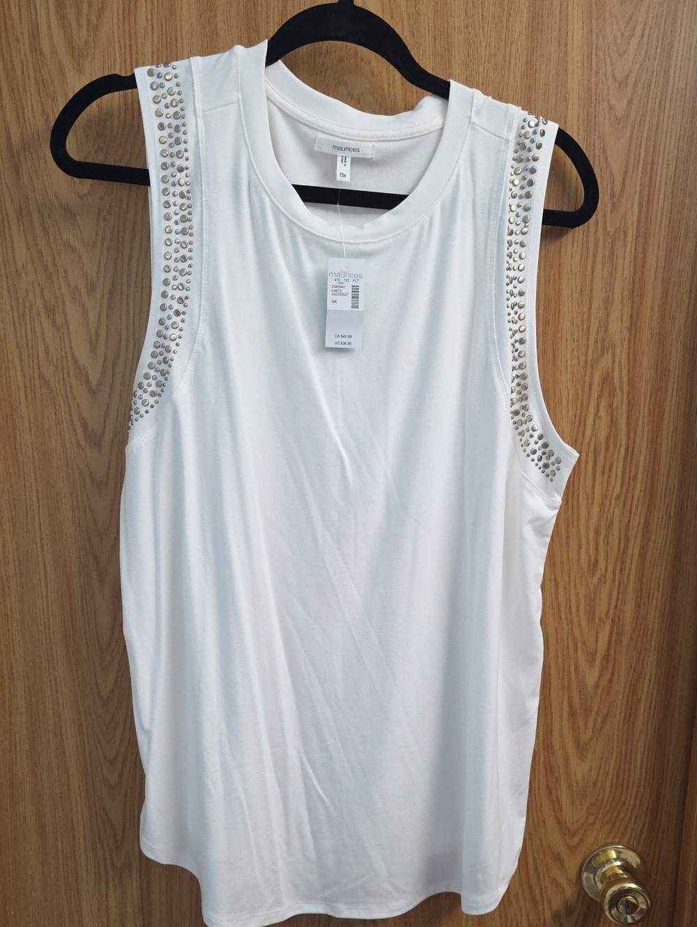 Maurices White Sleeveless Tank with Silver Stud Accents